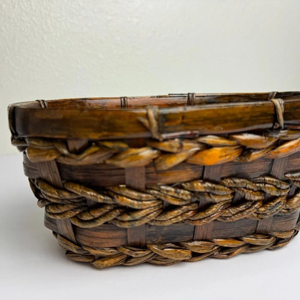 NEW Vintage Bamboo Wicker Hanakago Basket Lackered